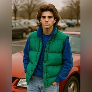 Misty Valley Puffer Jacket Vintage 1980s/1990s Reversible Blue/green Sz M